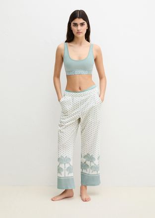 Marc O'Polo 7/8-Hose MARC OPOLO Mix N Match Cotton, Damen, Gr. XL (46), N-Gr, gray mist print, Jersey, Obermaterial: 100% Baumwolle, bequem lang, Hosen 7/8-Hose, 