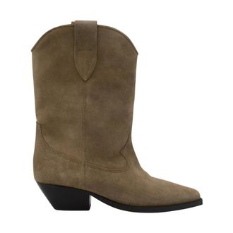 Isabel Marant Isabel Marant, Cowboy Boots, female, Beige, Size: 6 US Taupe Suede Cuban Heel Slip-On Boots