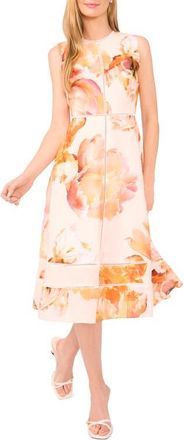 Ted Baker Floral Sleeveless Linen Midi Dress in Spicy Orange at Nordstrom, Size 6