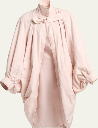 Chlo&eacute; Balloon-Sleeve Oversized Cotton Cocoon Coat