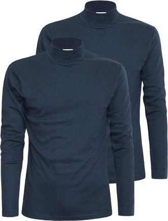Liabel Mens Half-Neck Long Sleeve Warm Cotton Turtleneck Sweater, Denim X 2, M