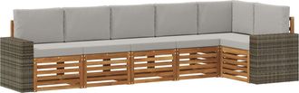 vidaXL Conjunto De Sof&aacute;s De Exterior 6 Uds. Natural Y Gris Claro Vidaxl