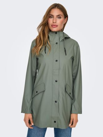 Only Kurzmantel ONLY ONLELISA RAINCOAT OTW NOOS, Damen, Gr. XL, gr&uuml;n (agave gr&uuml;n), Web, Obermaterial: 100% Polyester, unifarben, Po-bedeckend, M&auml;ntel Kurzm