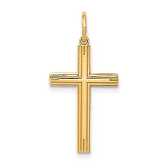 Diamond2Deal 14k Yellow Gold Laser Designed Cross Pendant