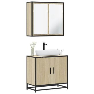 Berkfield Home 2 Piece Bathroom Furniture Set Sonoma Oak Engineered Wood in Brown