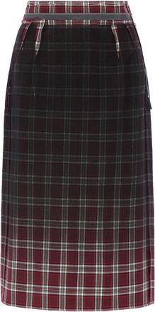 Maison Margiela Gonna midi tartan - Rosso