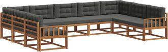 vidaXL Conjunto De Sof&aacute;s De Exterior 9 Uds. Natural Y Antracita Vidaxl