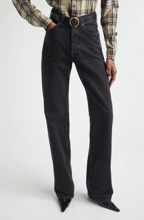 Saint Laurent Tevere V-Waist Baggy Jeans in 90S French Black at Nordstrom, Size 31
