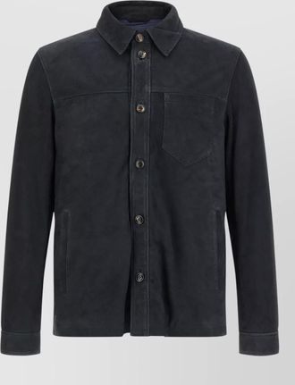 Pal Zileri suede shirt jacket chest pocket long sleeves