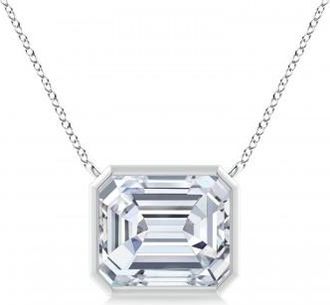 Allurez Lab Diamond Bezel Pendant Necklace Sterling Silver (5.60ct)