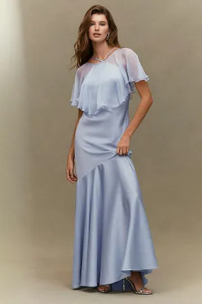 BHLDN Clara Satin Gown with Cape