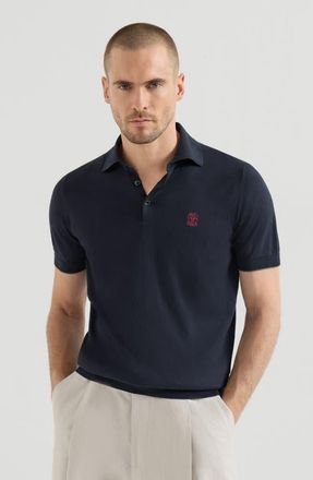 Brunello Cucinelli Lightweight knit Polo in Navy Blue at Nordstrom, Size 58 It