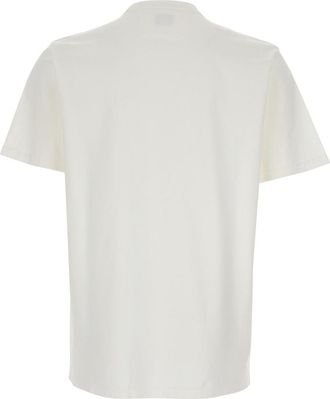 C.P. Company Mens White Crewneck T-Shirt With Logo Cotton T-Shirts And Polos