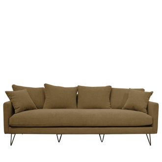 DRAWER Sof&aacute; de 4 plazas en tela con patas met&aacute;licas negras - Caramelo