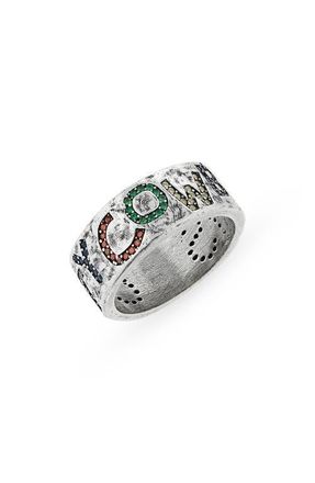 TwoJeys City Cowboys Multicolor Stone Band Ring in Silver at Nordstrom, Size 8.5