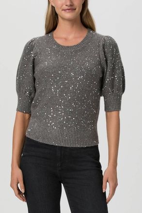 Paige Gladiolus Sequin-Embellished Sweater In Light Grey
