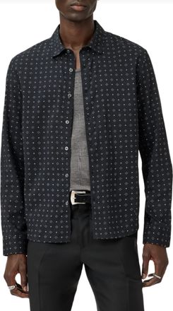 John Varvatos Luca Long Sleeve Button Placket Shirt In Black