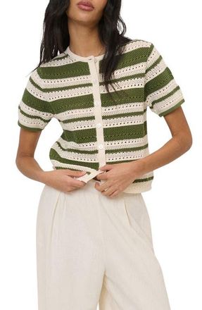 Nobody's Child Open Knit Short Sleeve Cardigan in Green Multi at Nordstrom, Size X-Small