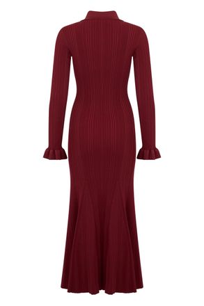 Self Portrait Womens Long Dress Burgundy Viscose