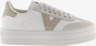 Victoria Womens Barcelona Ciclista Leather Platform Trainers Sneakers In Cream Mix