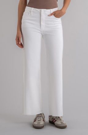 Kut from the Kloth Meg Fab Ab Raw Hem High Waist Wide Leg Jeans in Optic White at Nordstrom, Size 16