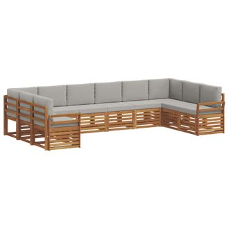 vidaXL Conjunto De Sof&aacute;s De Exterior 10 Uds. Gris Natural Y Claro Vidaxl