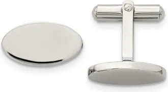 Diamond2Deal Stainless Steel Polished Oval Cufflinks