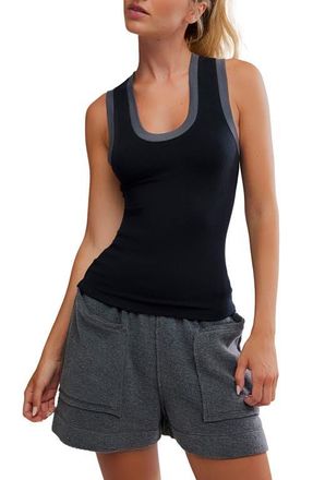 Free People Longer Days Rib Tank in Black at Nordstrom, Size Small
