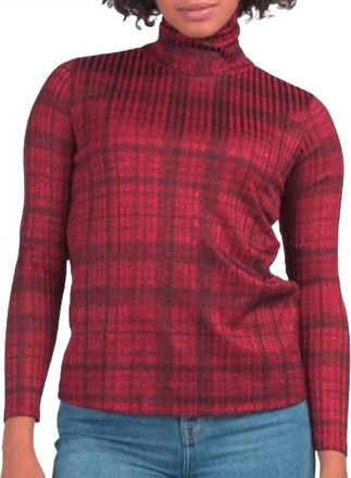 Premise Metallic Turtleneck Top In Red, Black