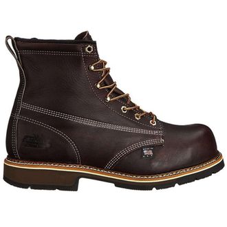 Thorogood 6 Inch Plain Toe Safety Toe Leather Mens Ankle Boots - Black Walnut - Size:UK 7