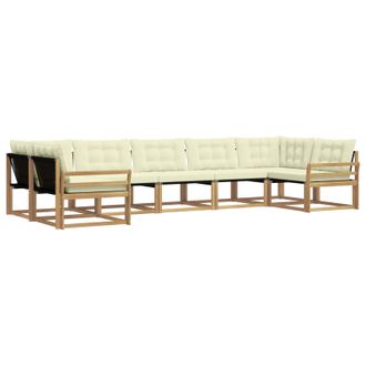 vidaXL Conjunto De Sof&aacute;s De Exterior Con Coj&iacute;n 7 Pcs Blanco Y Crema Vidaxl