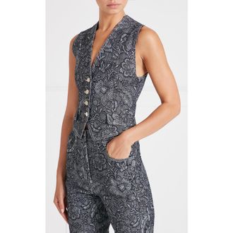 Temperley London Francis Denim Waistcoat in Washed Black at Nordstrom, Size 10
