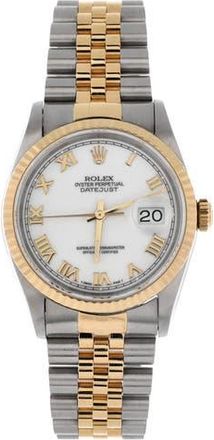 Rolex Oyster Perpetual Datejust Automatic Watch Stainless Steel and Yellow Gold 36 in Metallic Silver at Nordstrom