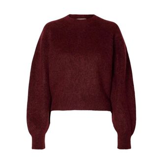 Selected Mira Knit Short O-neck - Dames - Truien - Rood - Maat: S Wol