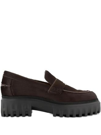 Hogan suede platform loafers - women - Rubber/Suede/Leather - 37.5 - Brown