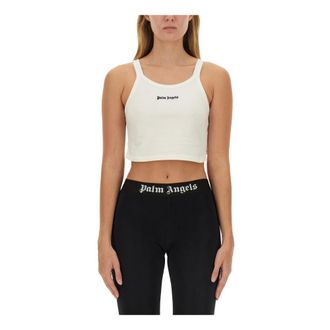 Palm Angels Sleeveless Tops, female, White, Size: XS Classic Logo Tank Top
