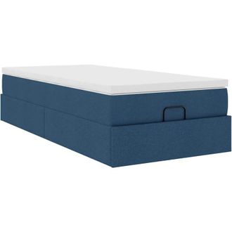 vidaXL Vidaxl - Estructura De Cama Otomana Con Colch&oacute;n Tela Azul 90x200 Cm