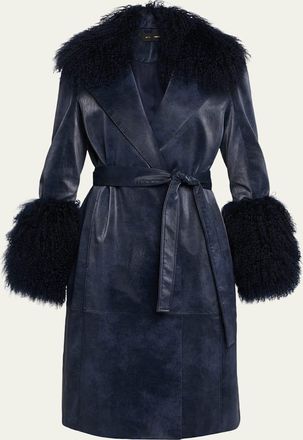 Kobi Halperin Viv Crinkled Shearling-Trim Coat