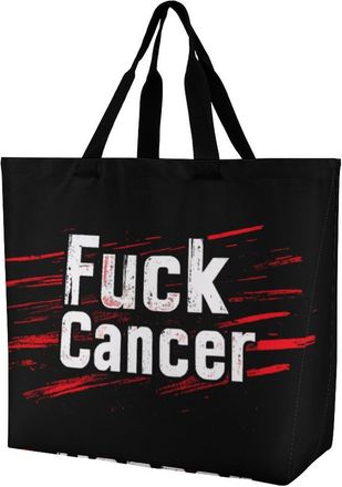 Generic Fck C-ancer Tote Bag Reusable Grocery Shopping Bags Large Travel One Shoulder Handbag for Picnic Work