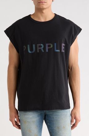 Purple Logo Textured Cotton Jersey Graphic Tank in Black at Nordstrom Rack, Size Xx-Large