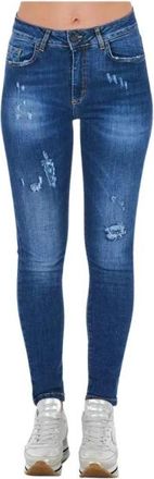 Frankie Morello Stijlvolle Denim Jeans met Multi-Zakken - Dames - Skinny Jeans - Blauw - W27 - Denim - Jeans