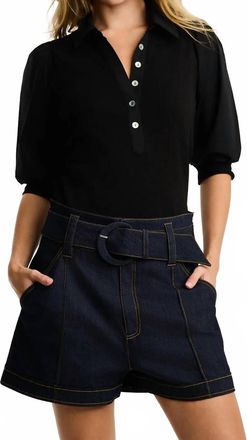 Lisa Todd Pure Rib Collet Top In Black