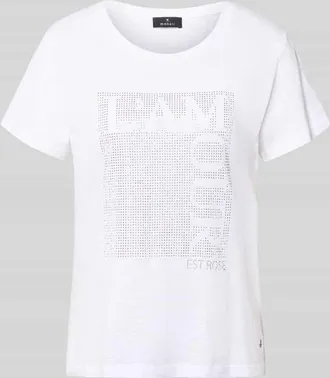 Monari T-Shirt mit Ziersteinbesatz und Rundhalsausschnitt in Offwhite, Gr&ouml;&szlig;e 34