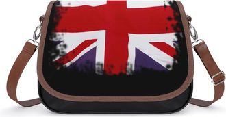 Generic Vintage UK Flag Crossbody Bag Womens Handbag PU Message Bags Shoulder Purse with Adjustable Strap