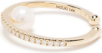 Mizuki 14K Yellow Gold Sea Of Beauty Diamond And Pearl Ear Cuff - Womens - Diamond/14kt Gold/Freshwater Pearl