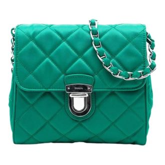 Prada Pre-owned Cross Body Bags, female, Green, Size: ONE SIZE Pre-owned Quilted Nylon Crossbody Bag