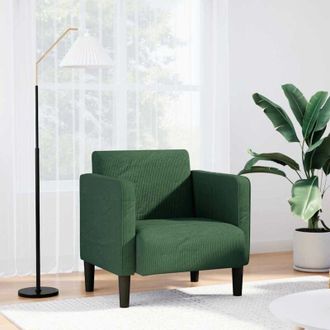 vidaXL Sill&oacute;n Con Reposabrazos Verde Oscuro 54 Cm Tejido De Pana Vidaxl