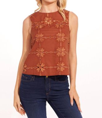 Eva Franco Carrie Cotton Eyelet Top In Sedona