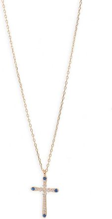 Argento Vivo Cubic Zirconia Cross Pendant Necklace in Gold/Blue at Nordstrom