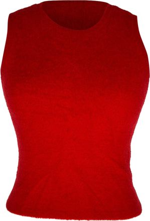 Alice & Olivia Alice + Olivia Sheared Tank Top in Red Nylon